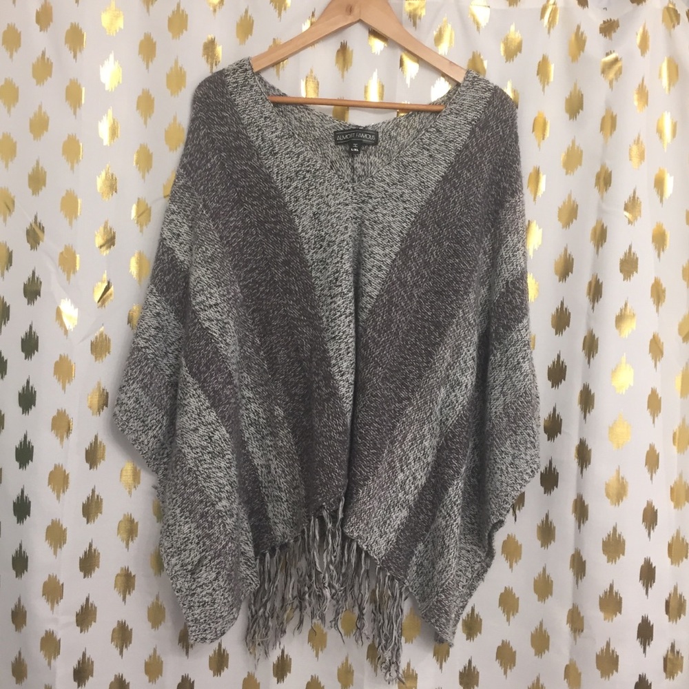 Almost Famous gray poncho sweater